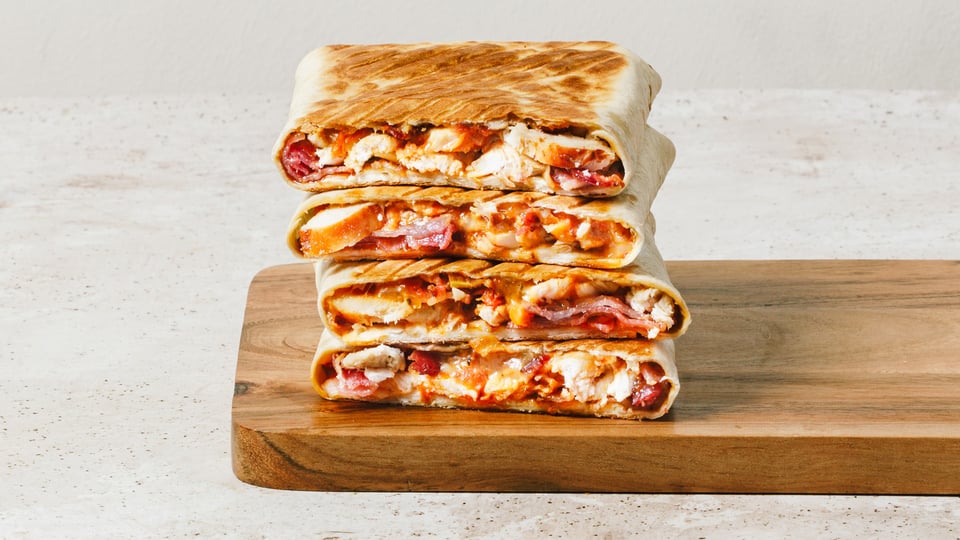 spicy chicken & bacon toasted wrap